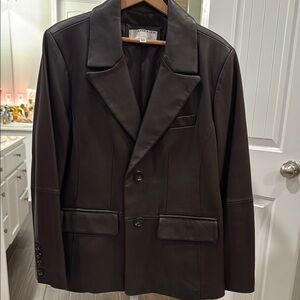Dark Brown Leather Blazer